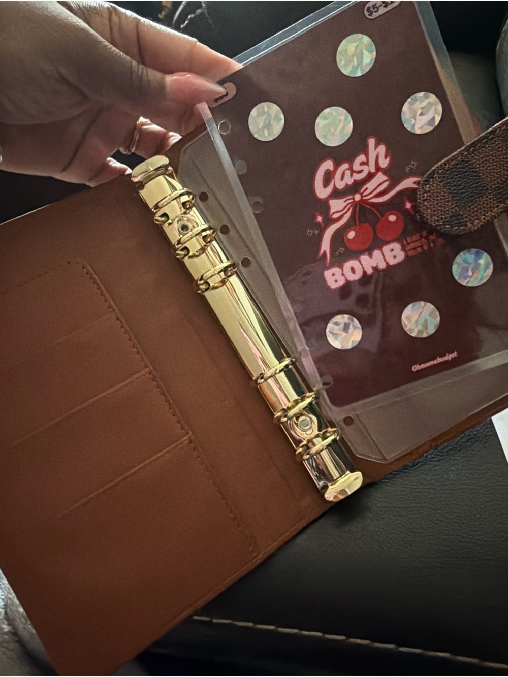 A6 Brown Leather Planner Wallet with Gold Ring Binder